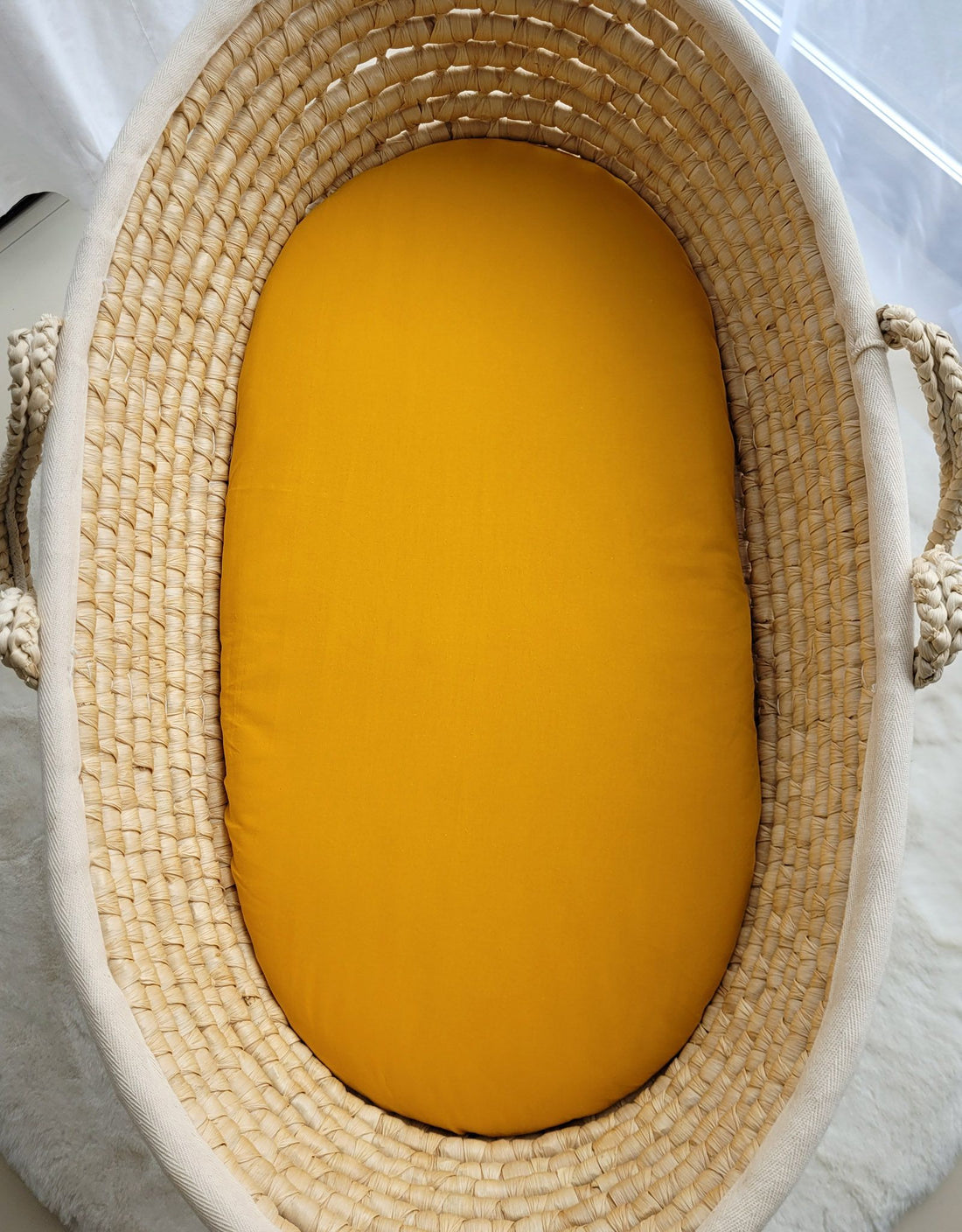 Huvudlakan för spjälsäng – bomullslakan – Oeko-Tex-certifierad, mjuk och slitstark, honungsgul