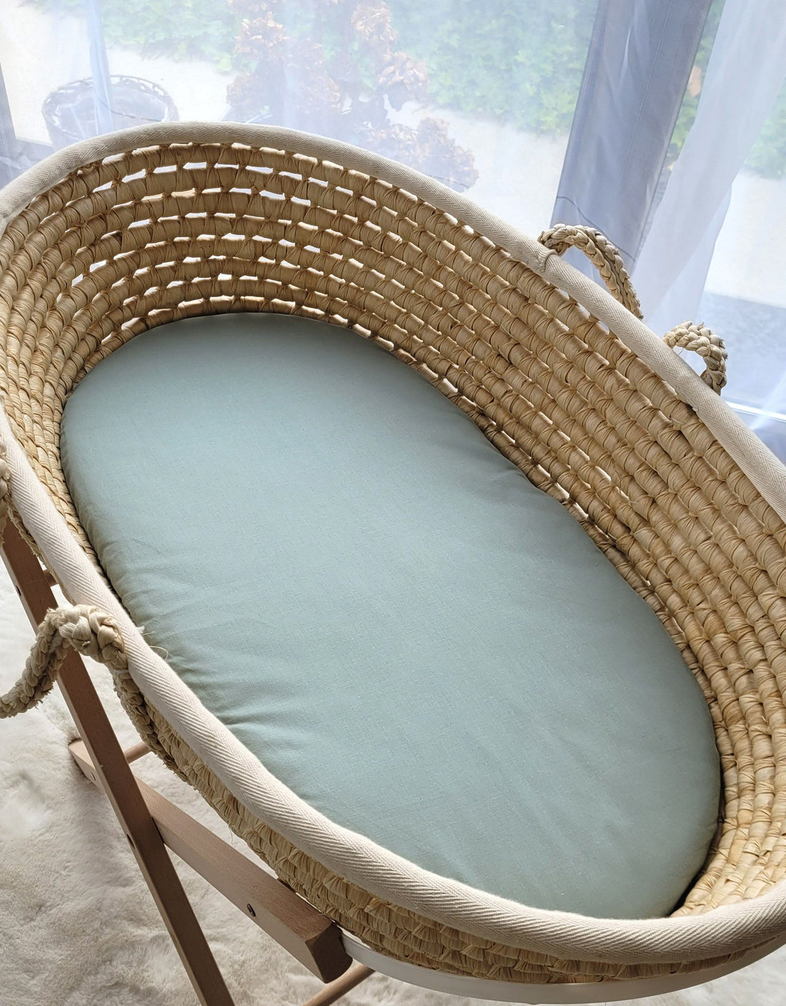 Bomullslakan för spjälsängsmadrass – babysänglakan – Oeko-Tex, perfekt passform 75x35 cm, pastellgrön