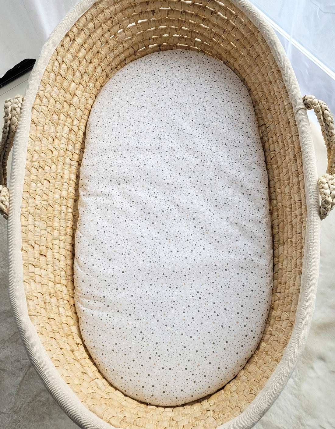 Bomullslakan – madrasskydd – mjukt &amp; OEKO-TEX – 75x35 cm – guldfärgade stjärnor