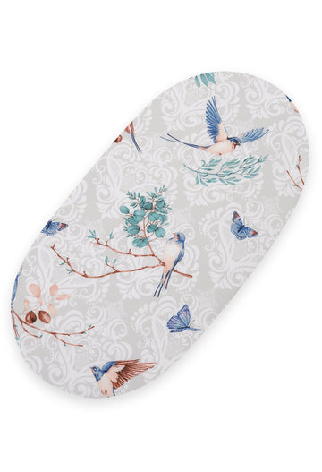 Bomullslakan för korgmadrass - mjukt &amp; Oeko-Tex - 75x35cm - blå fåglar