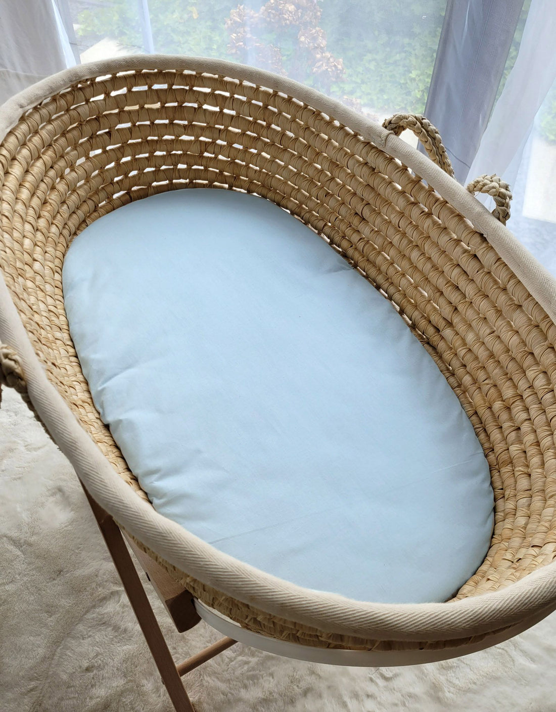 Bomullshuvudlakan för korgmadrass - spjälsängslakan - elastisk kant, mjuk och slitstark