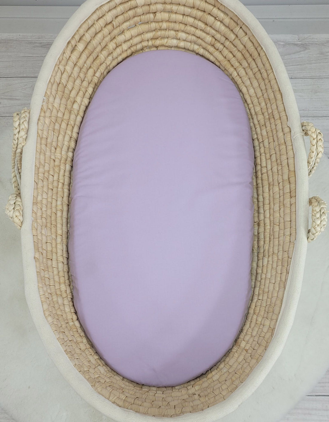 Bomullslakan korgmadrass - spjälsängslakan - Ökotex, mjukt och slitstarkt - 75x35 cm - lila