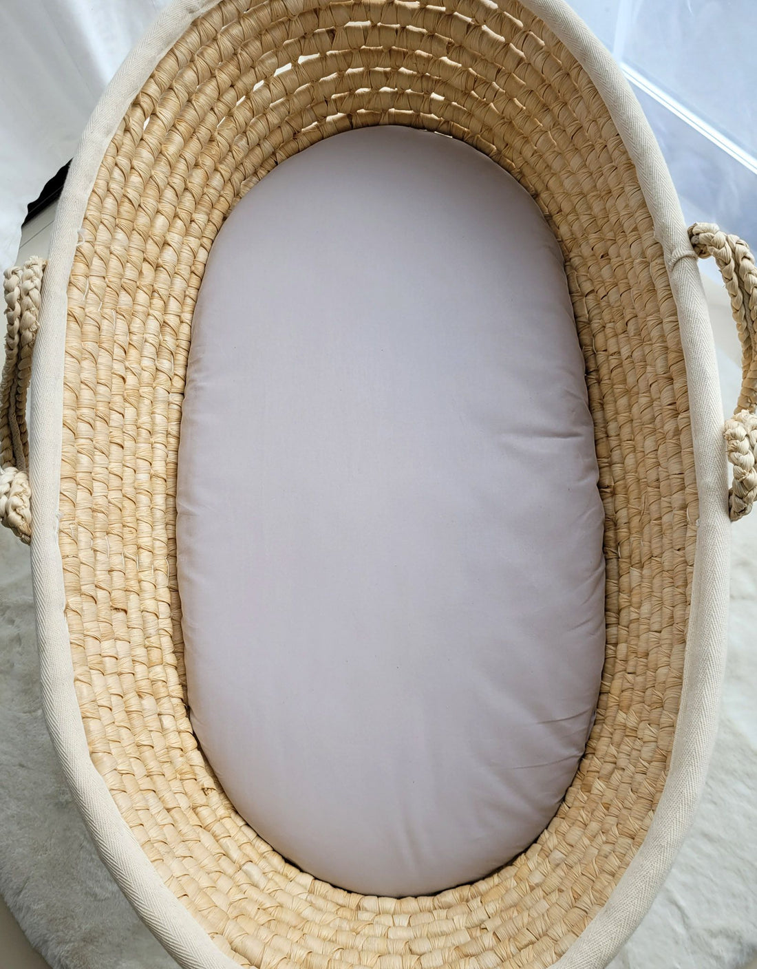 Dra-på-lakan korgmadrass 75x35 cm - lakan - Oeko-Tex bomull, perfekt passform resår, grå