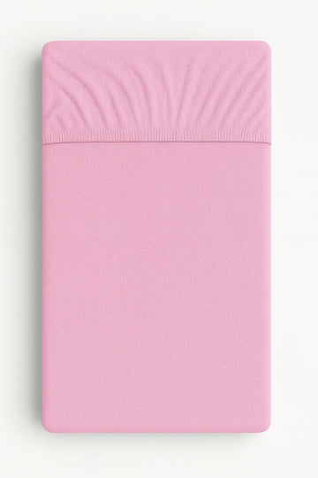 Dra-på-lakan i frotté 120x60 cm, lakan, perfekt passform, rosa, mjukt och säkert för bebisar
