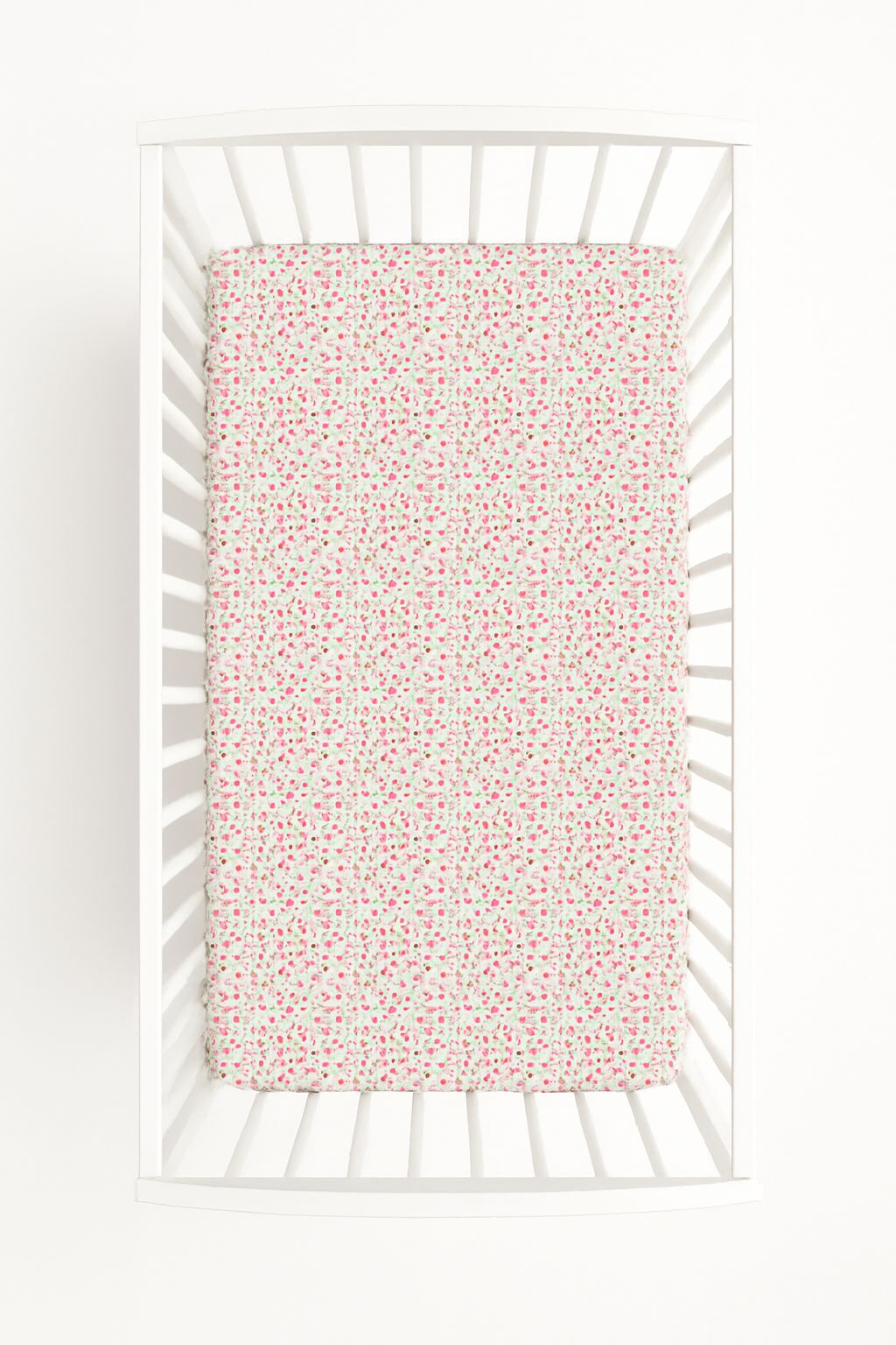 Dra-på-lakan 120x60 cm, bomullslakan undertill, resårband – mjukt, slitstarkt tyg, rosa blommor