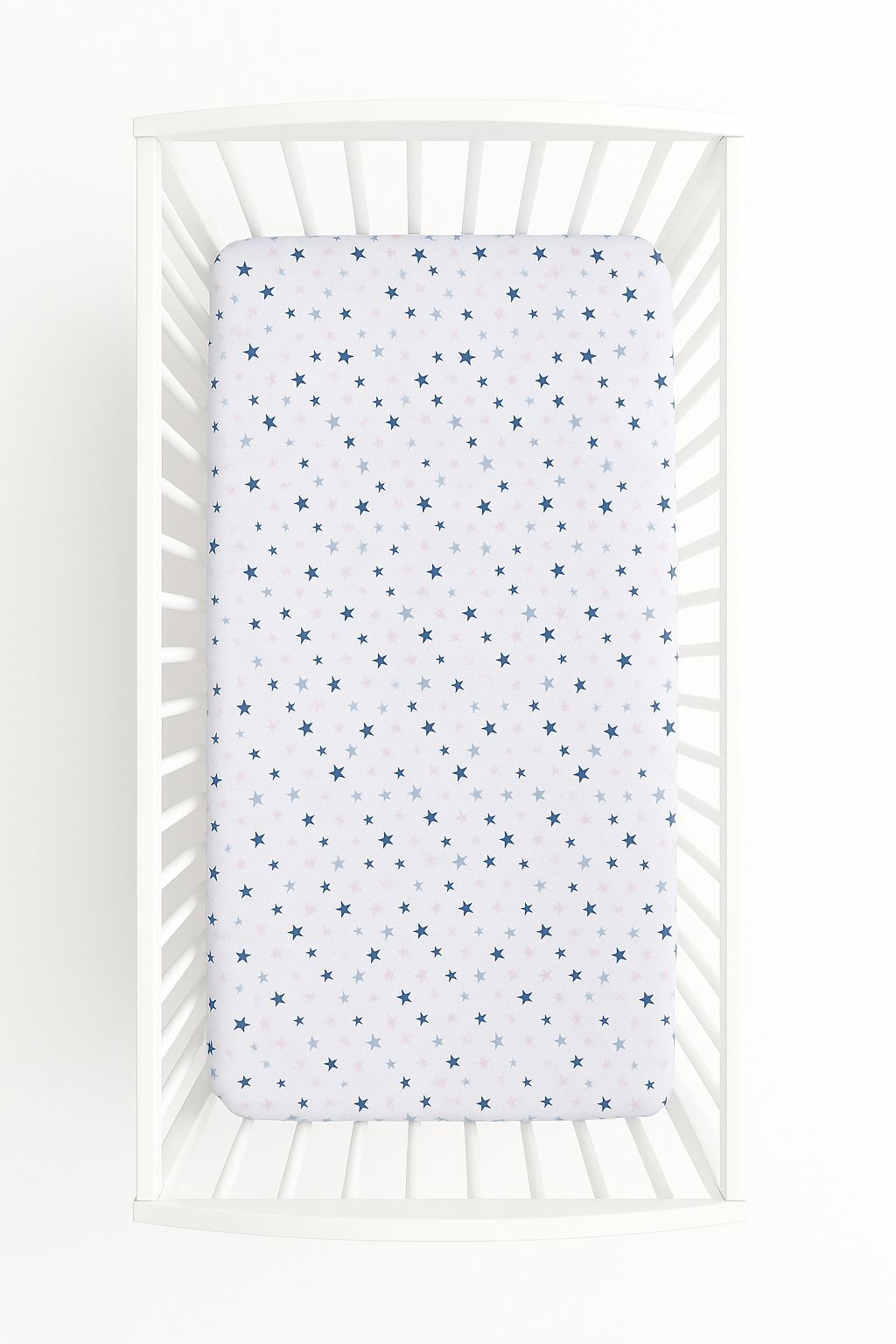 Dra-på-lakan för babysäng, lakan, 100% bomull – perfekt passform – 140x70 cm – rosa-mörkblå stjärnor