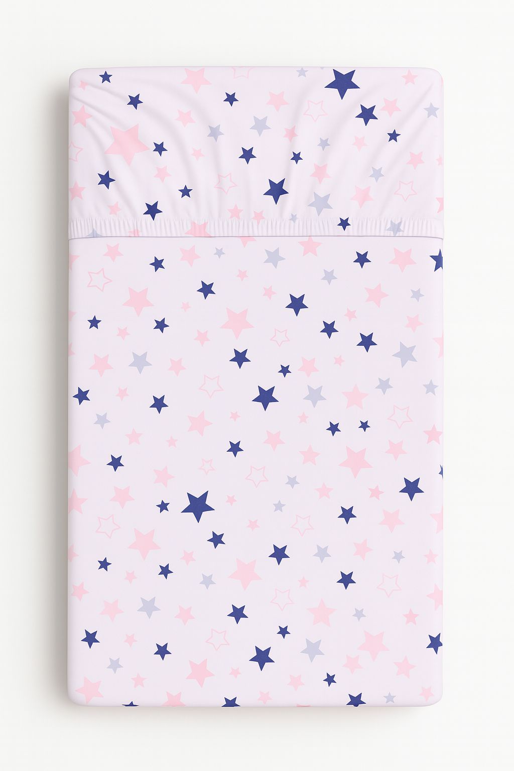 Hoeslaken babybed, laken, 100% katoen – perfecte pasvorm – 140x70 cm – roze-donkerblauwe sterren