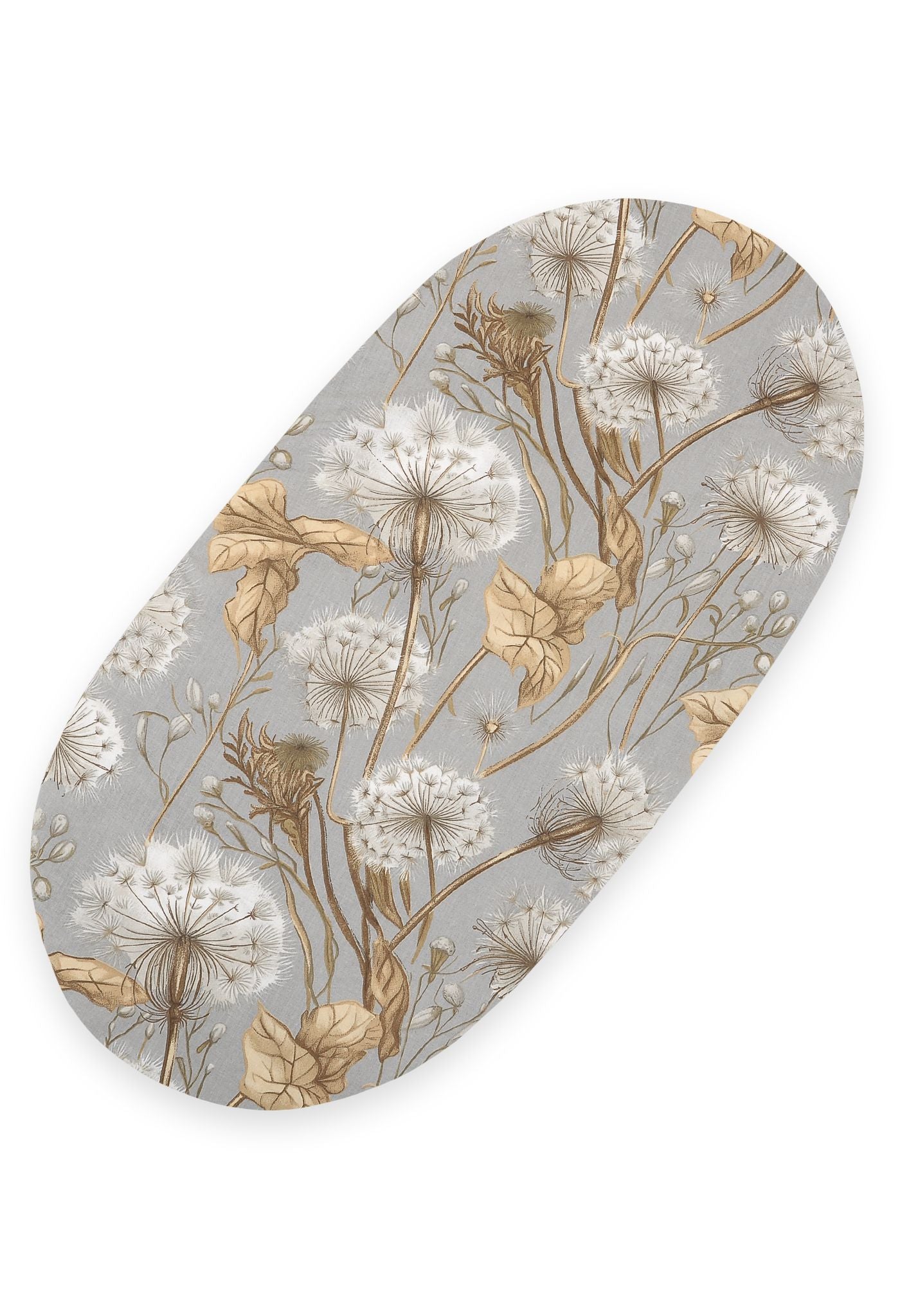 Katoenen hoeslaken - wieglaken - perfecte pasvorm, Oeko-Tex, 75x35cm, grijze paardebloemen