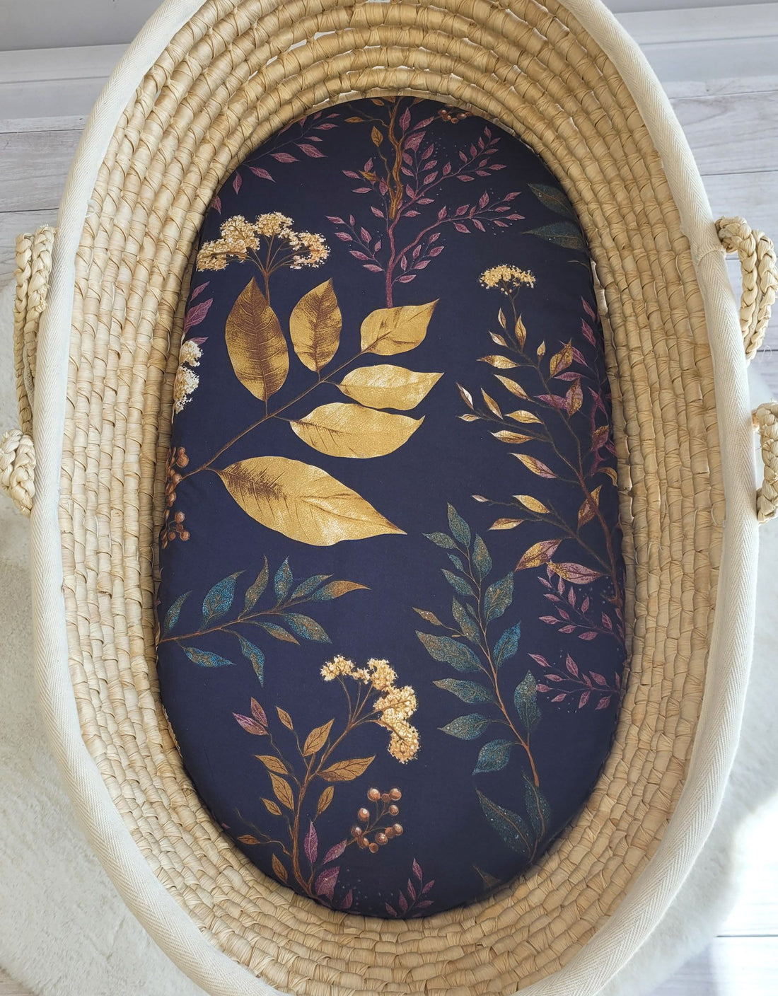 Bomullslakan korgmadrass - dra-på-lakan - Oeko-Tex, sitter perfekt på plats, 75x35 cm