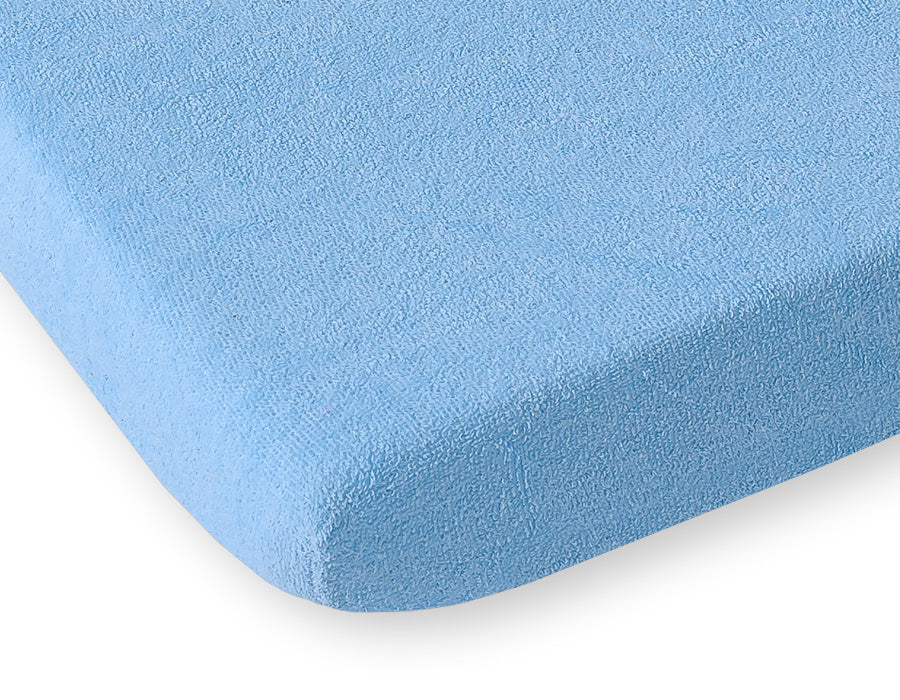Dra-på-lakan i frotté 140x70 cm - babysängöverdrag - blått mjukt tyg - perfekt passform