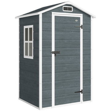 Tuinschuur 1,1 m² met raam, ventilatie en vloer | Kleur: Grijs | Afmetingen: 128x104x196 cm