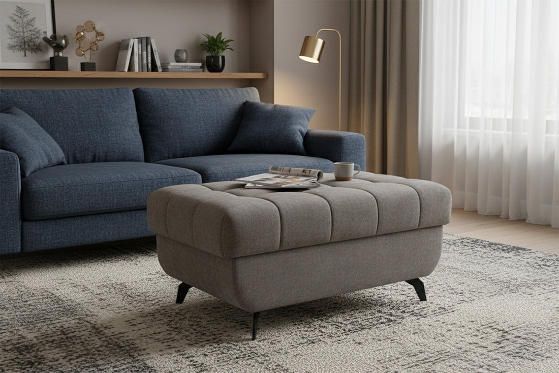 Elarias Poef met Zoya 05 breiwerk - Comfortabel & Vuilafstotend | Kleur: Bruin | Maat: 98x46x60 cm