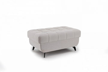 Elarias poef modern design met stof en zwarte metalen poten | Kleur: Antraciet | Maat: 98x46x60 cm