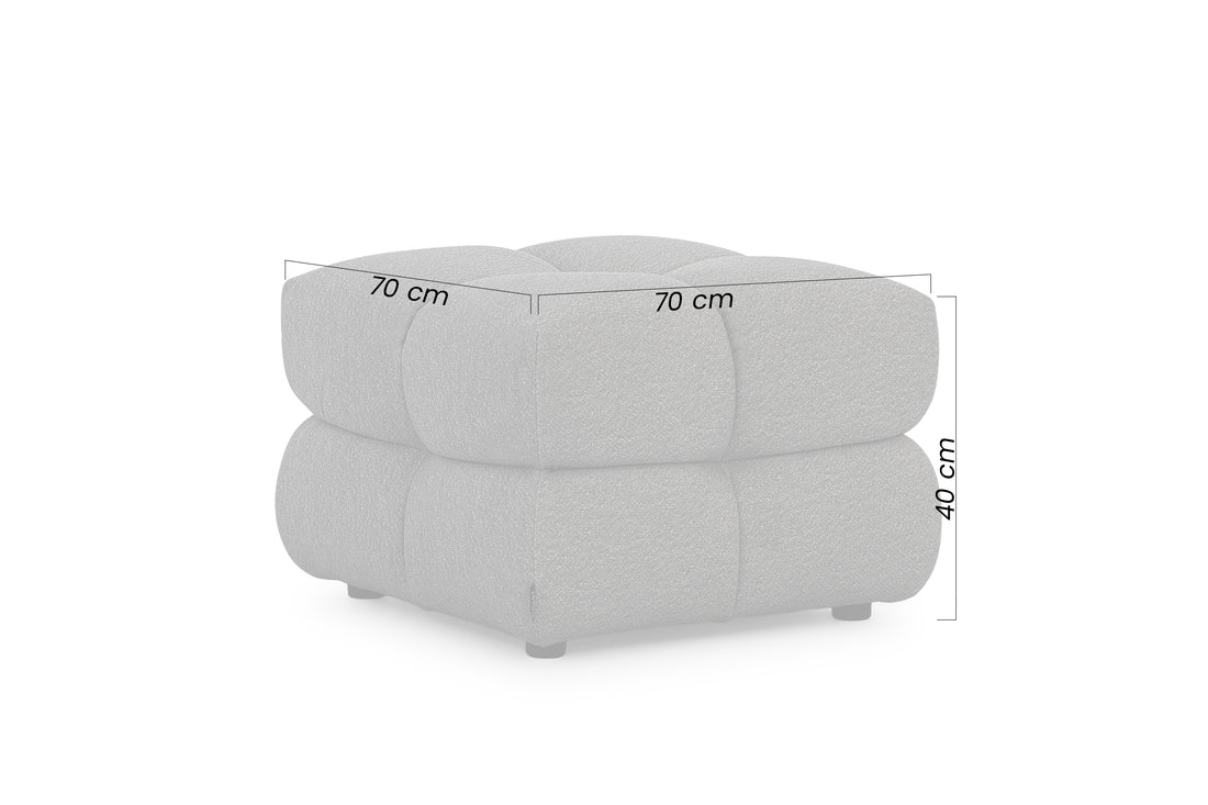 Magnelio Mini Poef - Comfortabele Boucléstof Poef met Zwarte Poot | Grijs | 70x44x70 cm