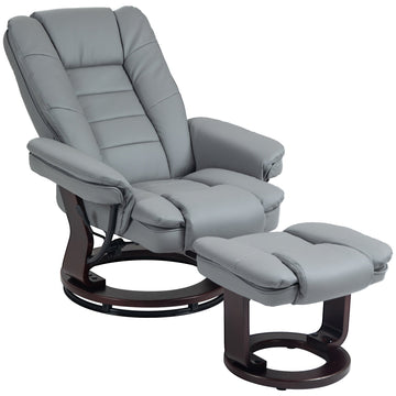 Relaxfauteuil met voetenbank - Verstelbare fauteuil | Kleur: Grijs | Afmetingen: 85x82x106 cm