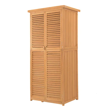 Houten Tuinschuur voor Tuingereedschap | Kleur: Natuurlijk | Afmetingen: 46.5x87x160 cm