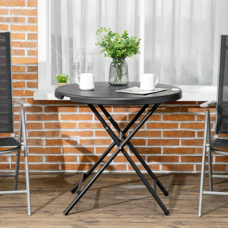 Ronde klaptafel voor buiten voor 4 personen | Kleur: Donkergrijs | Afmetingen: 80x80x73 cm