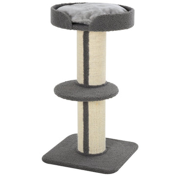 Kattenboom met krabpalen en mand - Krabpaal | Kleur: Grijs | Afmetingen: 45x45x91 cm