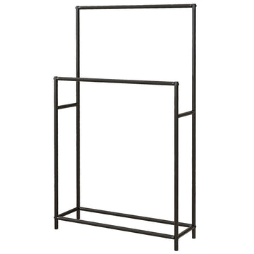 Staande handdoekhouder met 2 niveaus | Kleur: Zwart | Afmetingen: 66x20x110 cm