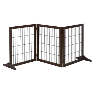 Hondenhek 3 panelen | Kleur: Bruin | Afmetingen: 36x185x71 cm
