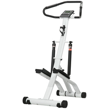Stepper met handgreep - 12 weerstandsniveaus | Kleur: Zwart+Wit | Afmetingen: 61x80x134 cm