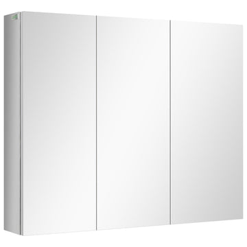 Spiegelkast badkamer met 3 spiegeldeuren - RVS | Kleur: Zilver | Afmetingen: 70x12x55 cm