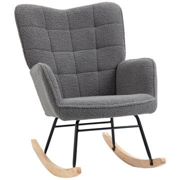 Schommelstoel met armleuningen | Kleur: Donkergrijs | Afmetingen: 92x71x101 cm