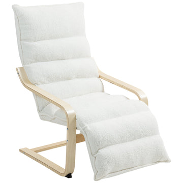 Witte loungefauteuil met verstelbare voetensteun | Kleur: Wit | Afmetingen: 67x93-114x105 cm