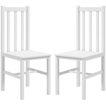 2 eetkamerstoelen - Houten keukenstoelen | Kleur: Wit | Afmetingen: 38.5x47.5x99 cm
