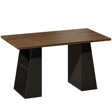 Bureau met 4 open vakken, industrieel | Kleur: Bruin-zwart | Afmetingen: 140x78x75 cm