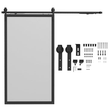 Schuifdeurbeslag - Schuifdeursysteem | Kleur: Zwart | Afmetingen: 244x0.5x4 cm