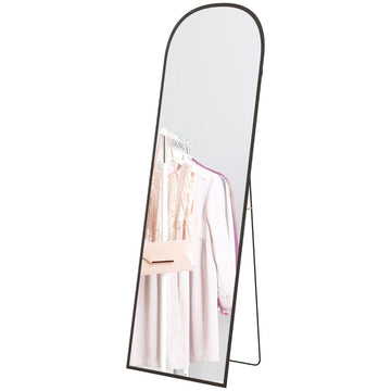 Grote staande spiegel - Boogvormige wandspiegel | Kleur: Zwart | Afmetingen: 50x1.5x161.5 cm