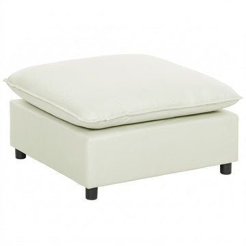 Moderne stoffen voetenbank - Cremewit | Kleur: Cremewit | Afmetingen: 75x75x40 cm