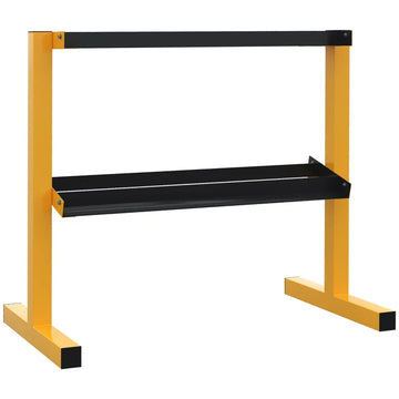 Dumbbellrek met 2 niveaus | Kleur: Geel+Zwart | Afmetingen: 50.5x92.5x80.5 cm
