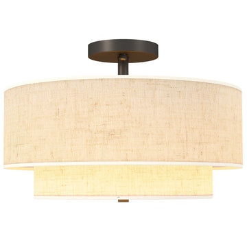 Plafondlamp met dubbele kappen - Witte verlichting | Kleur: Wit | Afmetingen: 40x40x26 cm