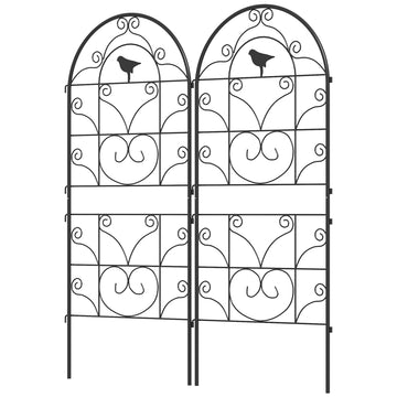 Rozenrek set van 2 - Plantensteunen voor klimplanten | Kleur: Zwart | Afmetingen: 50x15x120 cm