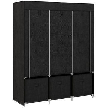 Kledingkast met 5 planken en 3 laden | Kleur: Zwart | Afmetingen: 125x43x162.5 cm