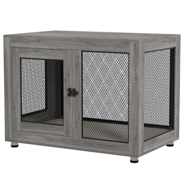 Decoratieve hondenbench met kussen en opbergruimte | Kleur: Grijs | Afmetingen: 60x94x71.5 cm