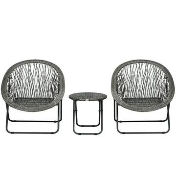 3-delige tuinset met 2 stoelen en tafel | Kleur: Grijs | Afmetingen: 76x77x78 cm