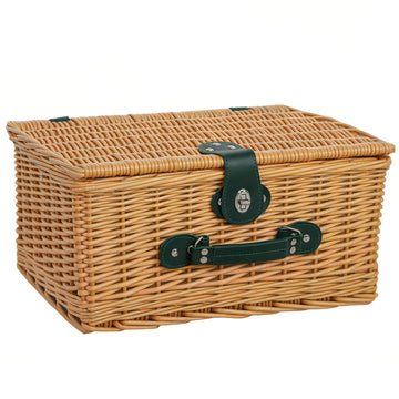 Picknickmand voor 2 personen met koelvak en servies | Kleur: Bruin | Afmetingen: 30x40x20 cm
