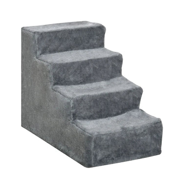 Hondentrap voor kleine huisdieren - 4 treden | Kleur: Grijs | Afmetingen: 35x60x44 cm