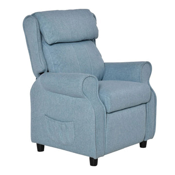 Kinderfauteuil met voetensteun en verstelbare rugleuning | Kleur: Blauw | Afmetingen: 58x53x70 cm