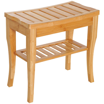 Bamboe douchekruk met opbergruimte | Kleur: Naturel | Afmetingen: 26x47,5x44,5 cm