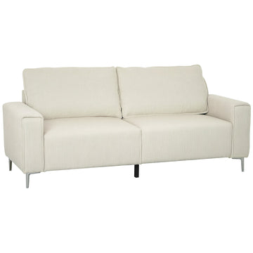 3-zitsbank van ribstof voor woonkamer | Kleur: Wit | Afmetingen: 193x77x80 cm