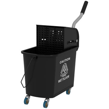 Dweilemmer met wringer, 20 liter | Kleur: Zwart | Afmetingen: 27x60x70.5 cm