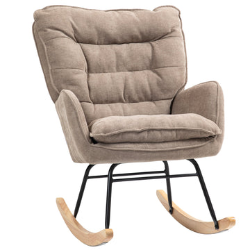 Schommelstoel met brede zitting | Kleur: Bruin | Afmetingen: 98.5x71x97 cm