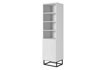 Asha Plank 50 cm met Metalen Poten – 5 Planken, Push-to-Open | Kleur: Mat Wit | Maat: 50x190x43 cm