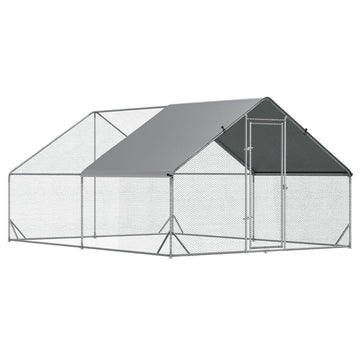 Kippenren voor buiten - 8-12 kippen | Kleur: Zilver | Afmetingen: 400x300x200 cm