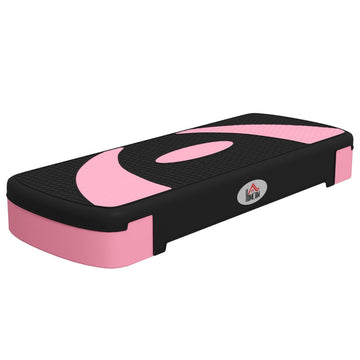 Verstelbare aerobic stepper | Kleur: Zwart+Grijs+Roze | Afmetingen: 31x80x20 cm