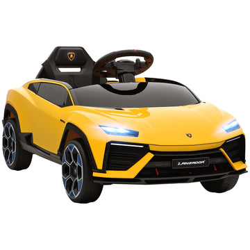 12V elektrische kinderauto met afstandsbediening | Kleur: Geel | Afmetingen: 49x101.5x43 cm